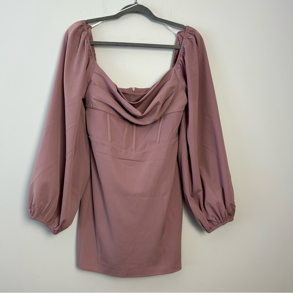 Princess Polly|Elegant Mauve Off-Shoulder Dress with Balloon Sleeves sz 8